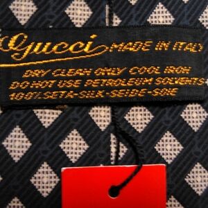 Gucci Dark Blue and Light Gray Patterned Tie